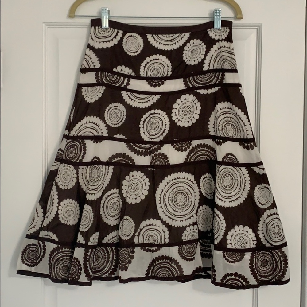 BCBG Max Azria brown and white A-line skirt